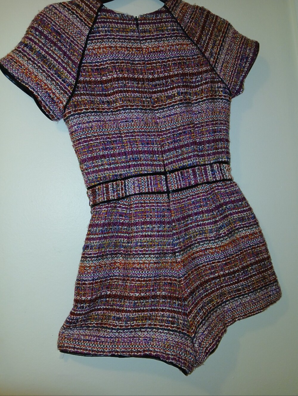 Textured Multicolor Short-Sleeve Fit & Flare Romper - Pink Multi - Picture 4 of 4